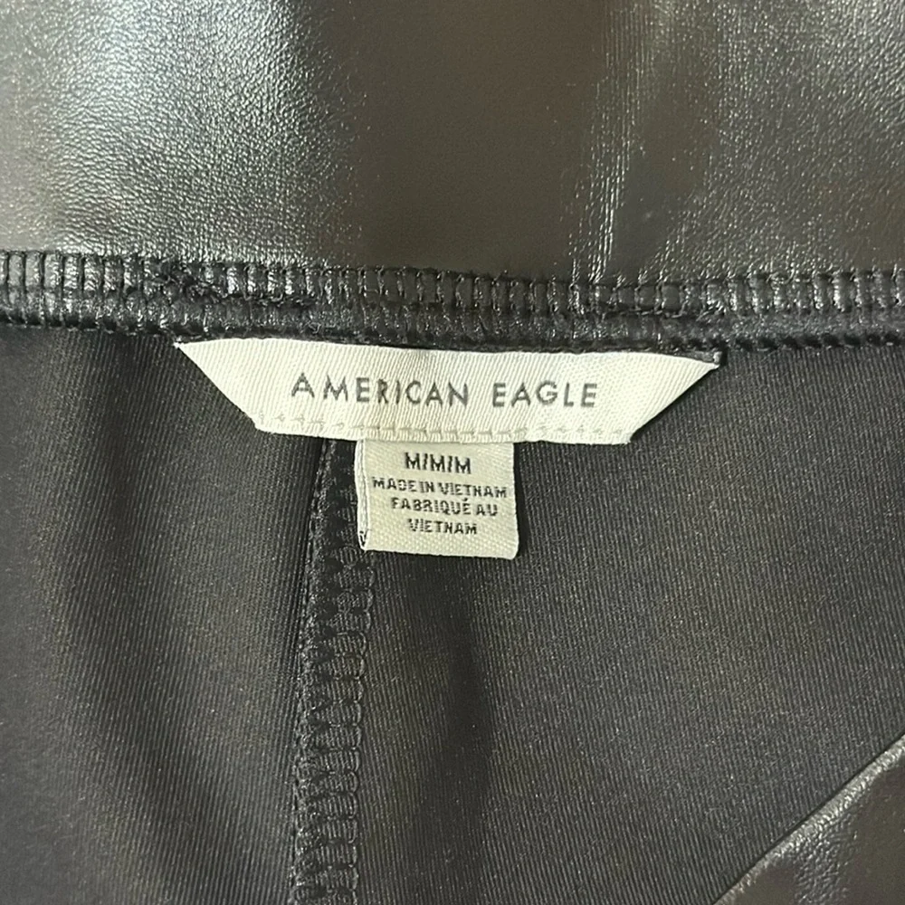 American Eagle Highest Rise Black Bike Faux Leather Shorts Womens M